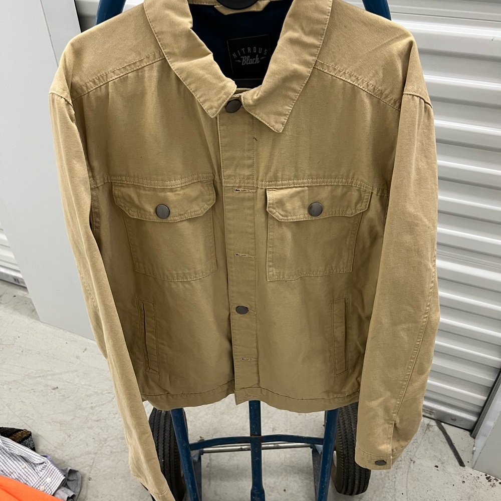 Fleece Lined Khaki button-up Jacket